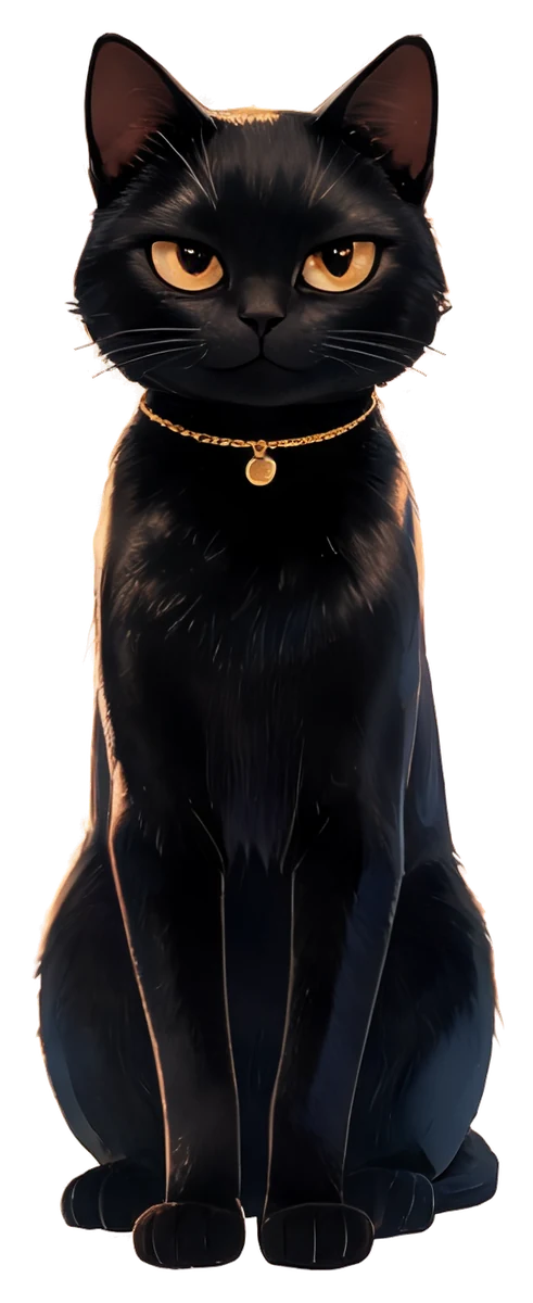 Sable, the Velvet Sable cat, sitting upright in a thin gold collar